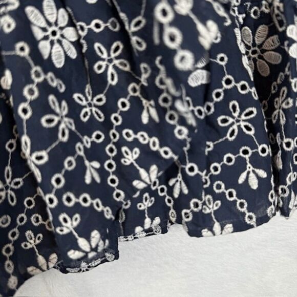 Kate Spade The Rules Skirt Navy Blue Eyelet Faux Wrap Cotton Embroidered size 10 - Picture 3 of 14